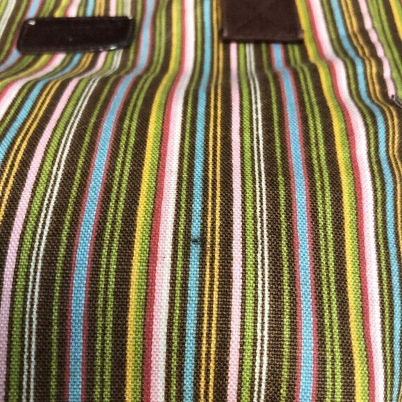 Lot of 3 Longaberger 2 Lunch Totes 1 Matching Clutch Fabric Lined Stripes VGC - Picture 11 of 11